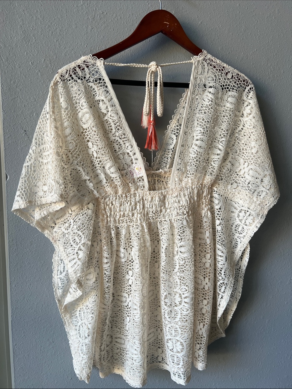 Xhilaration Cream Lace V-Neck Swim Cover-Up - Picture 4 of 6